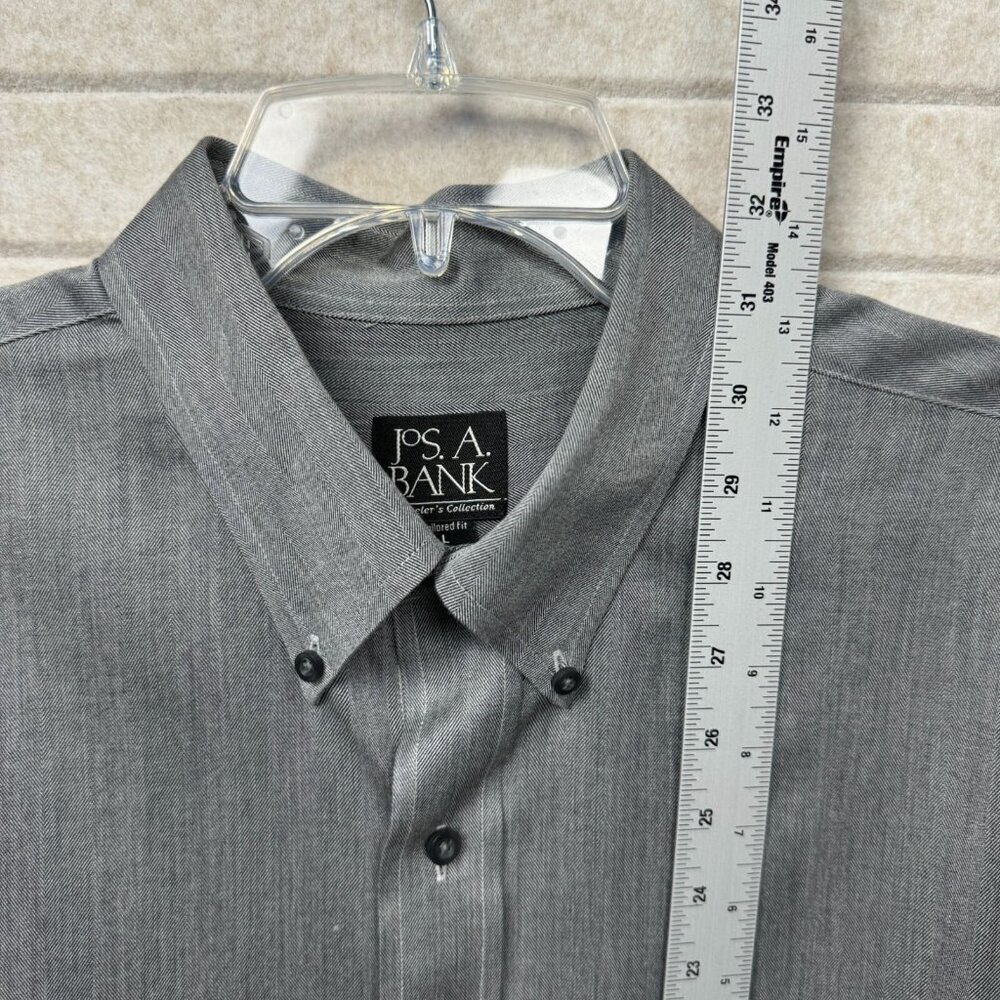 Jos A Bank Traveler Tailored Fit Gray Chambray Oxford Dress Shirt Men’s L - Picture 6 of 9